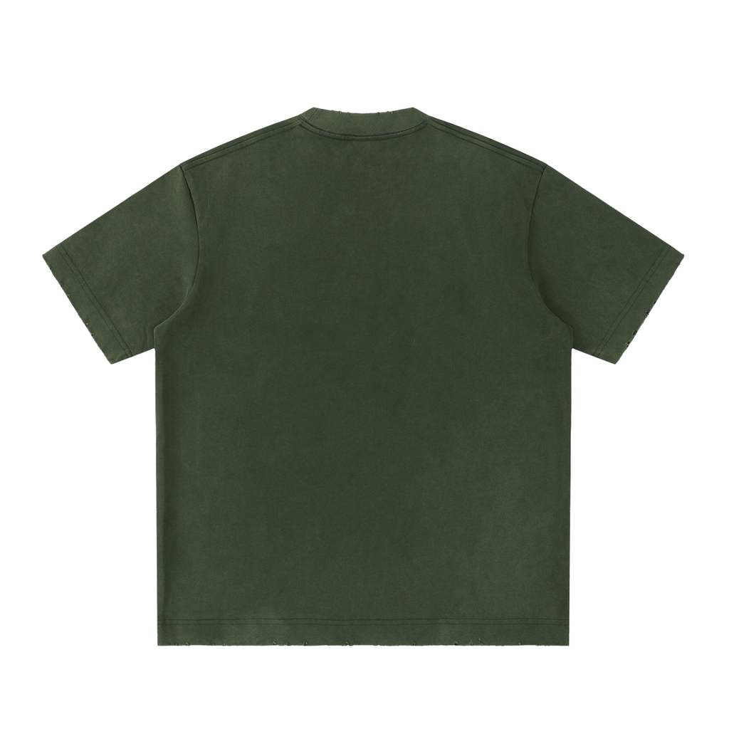 Four Clovers Heavyweight Vintage Washed Frayed T-Shirt