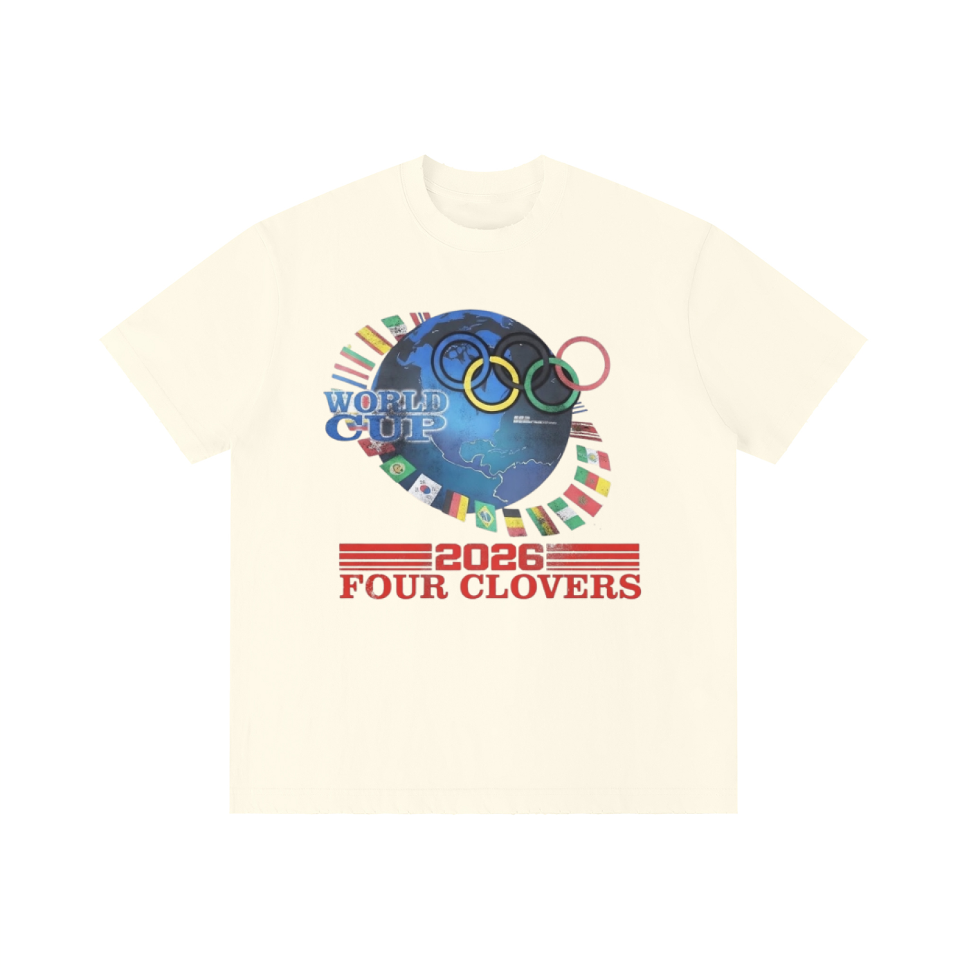 Four Clovers World Cup Unisex Vintage Wash Distressed T-Shirt