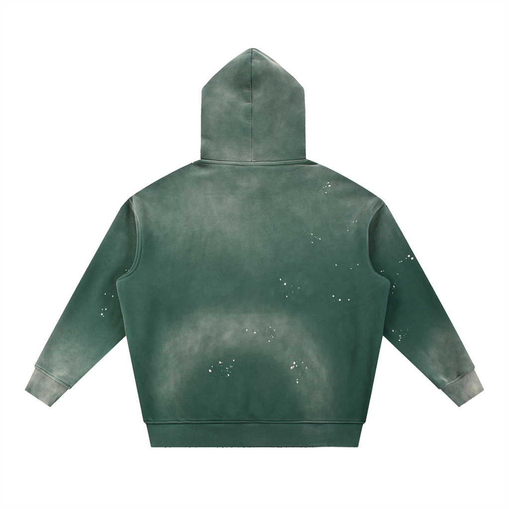 Four Clovers Vintage Washed Frayed Fleece Hoodie