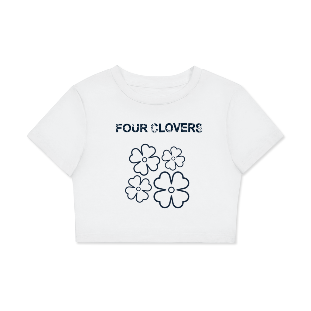 Four Clovers Women's Fitted Crop Cotton T-Shirt