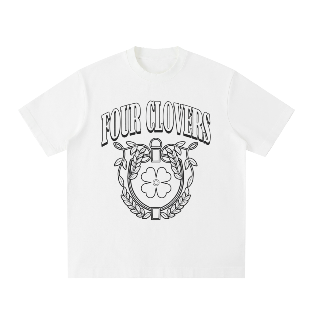 Four Clovers Heavyweight Vintage Washed Frayed T-Shirt