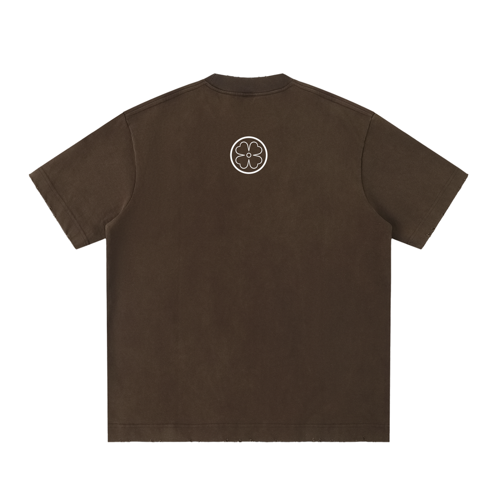 Four Clovers Heavyweight Vintage Washed Frayed T-Shirt