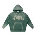 Four Clovers Vintage Washed Frayed Fleece Hoodie