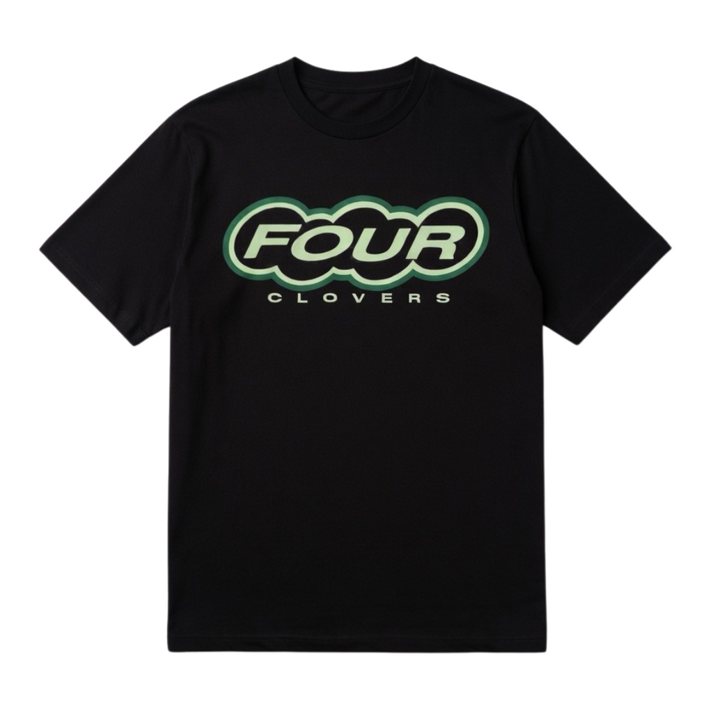 Black Four Clovers Lucky Tee