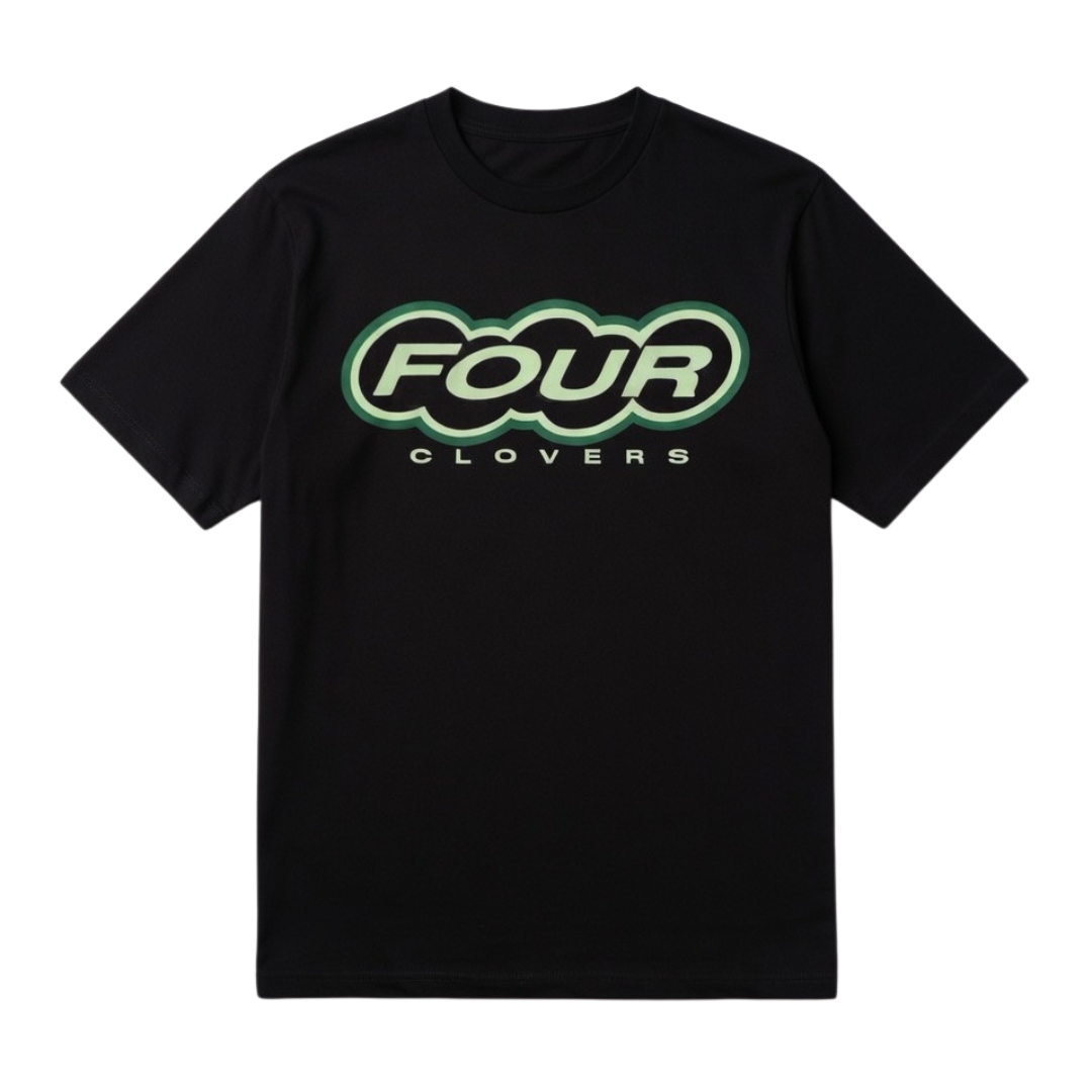Black Four Clovers Lucky Tee
