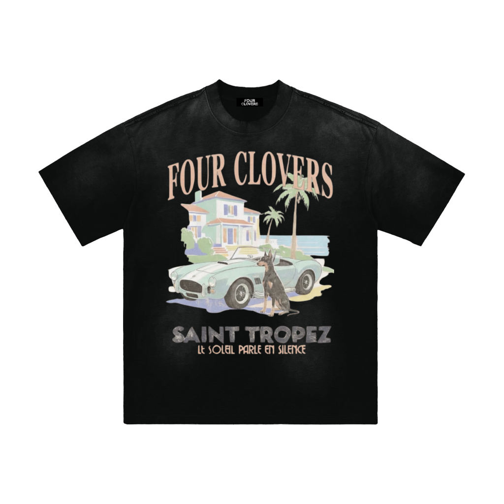 Four Clovers Saint Tropez Hand-Frayed Sunfade T-Shirt