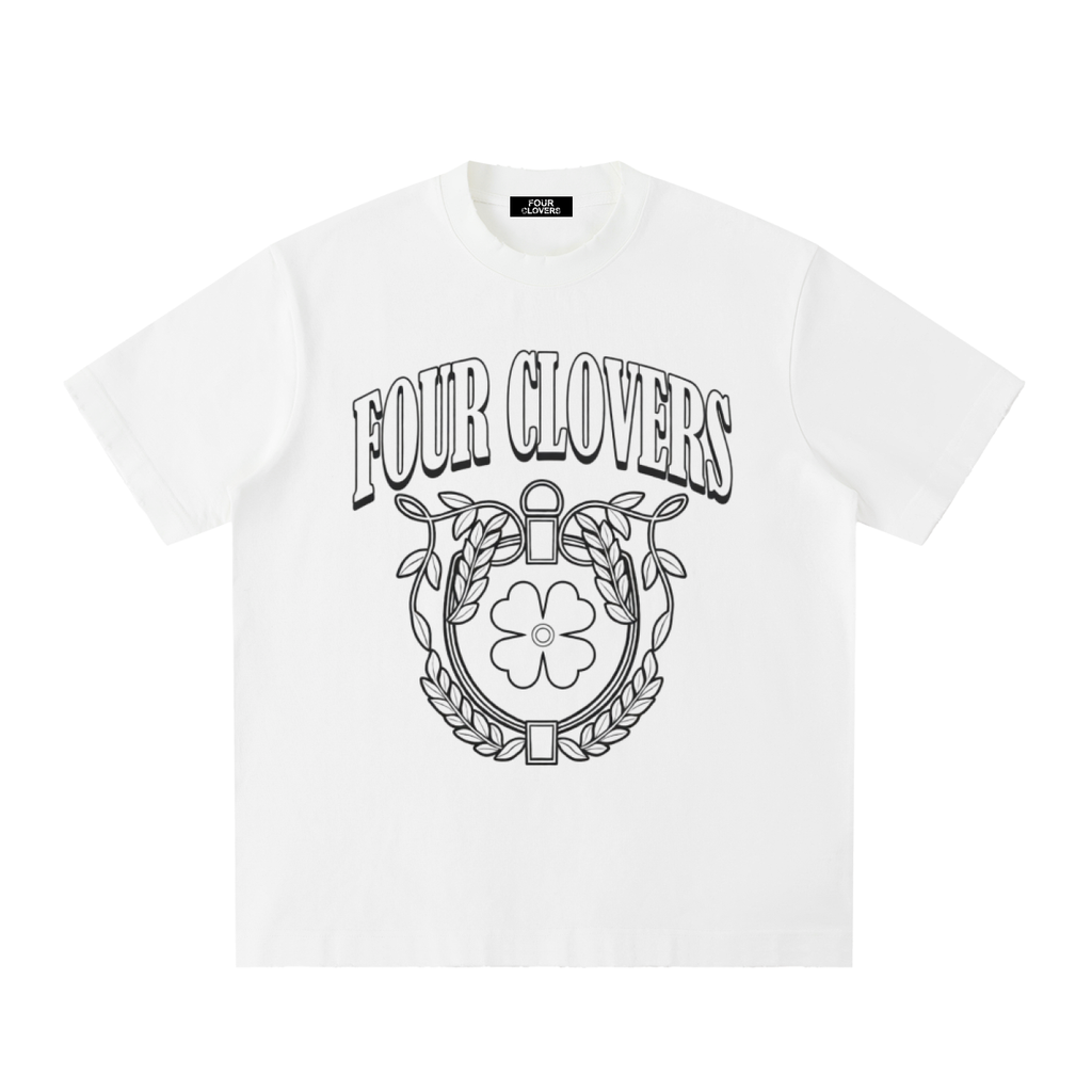 Four Clovers Heavyweight Vintage Washed Frayed T-Shirt