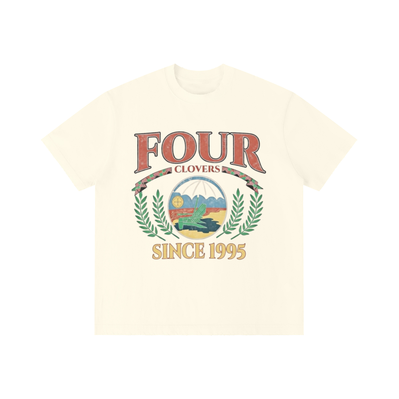 Four Clover Paradise Unisex Vintage Wash Distressed T-Shirt