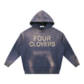 Four Clovers Vintage Washed Frayed Fleece Hoodie